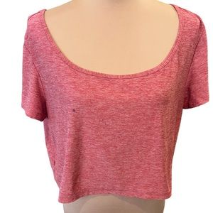 Outdoor Voices Women’s Short Sleeve Tee Size XL Scoop Neck Coral Pink Cropped
